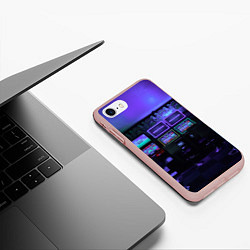 Чехол iPhone 7/8 матовый Неоновые игровые автоматы - Фиолетoвый, цвет: 3D-светло-розовый — фото 2