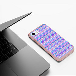 Чехол iPhone 7/8 матовый Геометрические узоры из линий, цвет: 3D-светло-розовый — фото 2