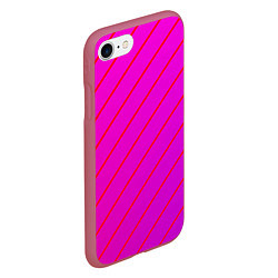 Чехол iPhone 7/8 матовый Розовый и фиолетовые линии, цвет: 3D-малиновый — фото 2