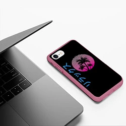 Чехол iPhone 7/8 матовый Закат Градиент, цвет: 3D-малиновый — фото 2