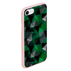 Чехол iPhone 7/8 матовый Зеленый, серый и черный геометрический, цвет: 3D-светло-розовый — фото 2