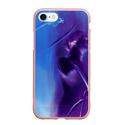 Чехол iPhone 7/8 матовый Абстрактные краски и тень - Синий, цвет: 3D-светло-розовый