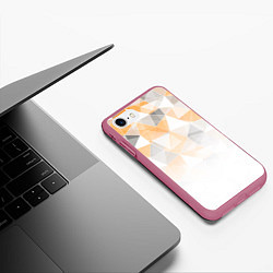 Чехол iPhone 7/8 матовый Однотонный белый и желто-серый геометрический, цвет: 3D-малиновый — фото 2