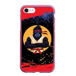Чехол iPhone 7/8 матовый Карате горилла, цвет: 3D-малиновый