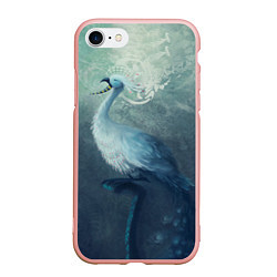 Чехол iPhone 7/8 матовый Beautiful Peacock, цвет: 3D-светло-розовый
