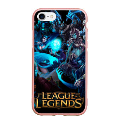 Чехол iPhone 7/8 матовый Коллаж LoL - Legue of Legends, цвет: 3D-светло-розовый