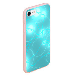 Чехол iPhone 7/8 матовый Голубая неоновая абстрактная геометрия, цвет: 3D-светло-розовый — фото 2