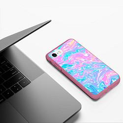 Чехол iPhone 7/8 матовый Liquid holographic waves, цвет: 3D-малиновый — фото 2