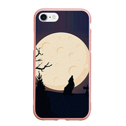 Чехол iPhone 7/8 матовый Волчица и луна, цвет: 3D-светло-розовый