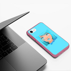 Чехол iPhone 7/8 матовый Аниме девушка с глазами цвета океана, цвет: 3D-малиновый — фото 2