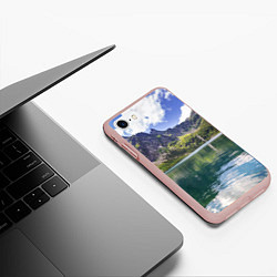 Чехол iPhone 7/8 матовый Прозрачное горное озеро, цвет: 3D-светло-розовый — фото 2