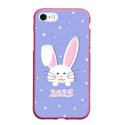 Чехол iPhone 7/8 матовый Кролик - символ 2023 года, цвет: 3D-малиновый