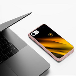 Чехол iPhone 7/8 матовый Ламборгини - желтая абстракция, цвет: 3D-светло-розовый — фото 2