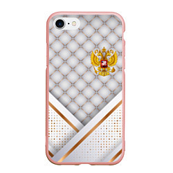Чехол iPhone 7/8 матовый Герб России white gold, цвет: 3D-светло-розовый