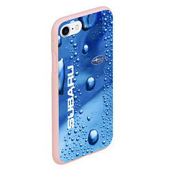 Чехол iPhone 7/8 матовый Subaru - капли, цвет: 3D-светло-розовый — фото 2