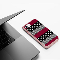 Чехол iPhone 7/8 матовый Burgundy black striped pattern, цвет: 3D-светло-розовый — фото 2