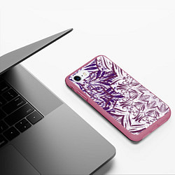 Чехол iPhone 7/8 матовый Фиолетовые мандалы, цвет: 3D-малиновый — фото 2