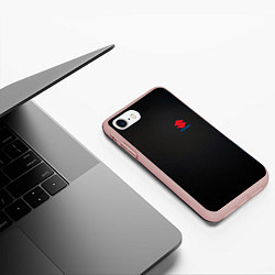 Чехол iPhone 7/8 матовый Suzuki - карбон, цвет: 3D-светло-розовый — фото 2