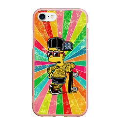 Чехол iPhone 7/8 матовый Барт Симпсон весь в татухах со скейтбордом