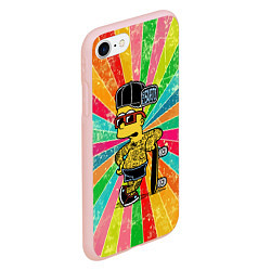 Чехол iPhone 7/8 матовый Барт Симпсон весь в татухах со скейтбордом, цвет: 3D-светло-розовый — фото 2