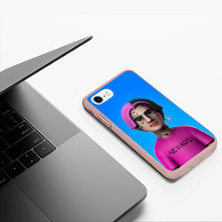 Чехол iPhone 7/8 матовый Lil Peep На Синем Фоне, цвет: 3D-светло-розовый — фото 2