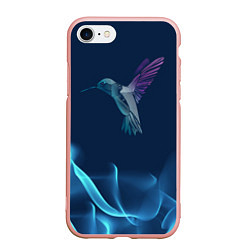 Чехол iPhone 7/8 матовый Колибри в полете, цвет: 3D-светло-розовый