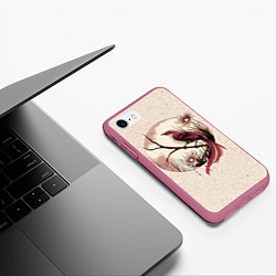 Чехол iPhone 7/8 матовый Кукушка на ветке, цвет: 3D-малиновый — фото 2