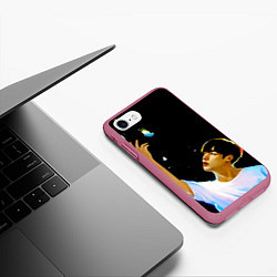 Чехол iPhone 7/8 матовый BTS Kim Yohan Butterfly, цвет: 3D-малиновый — фото 2