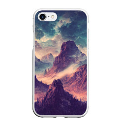 Чехол iPhone 7/8 матовый В горах Вечерний пейзаж, цвет: 3D-белый