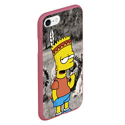 Чехол iPhone 7/8 матовый Барт Симпсон - начинающий индеец, цвет: 3D-малиновый — фото 2