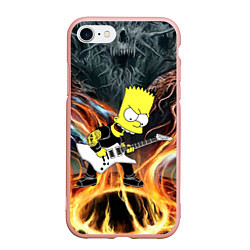 Чехол iPhone 7/8 матовый Барт Симпсон - соло на гитаре, цвет: 3D-светло-розовый
