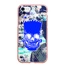 Чехол iPhone 7/8 матовый Синий череп Барта Симпсона, цвет: 3D-светло-розовый