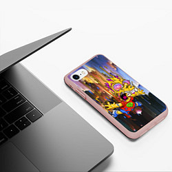 Чехол iPhone 7/8 матовый Барт Симпсон, свободное падение - стилизация, цвет: 3D-светло-розовый — фото 2