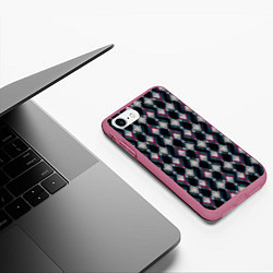 Чехол iPhone 7/8 матовый Классический ромбовидный текстурированный узор на, цвет: 3D-малиновый — фото 2