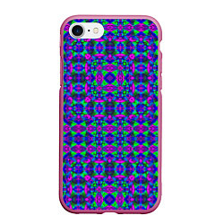 Чехол iPhone 7/8 матовый Калейдоскопический неоновый узор, цвет: 3D-малиновый