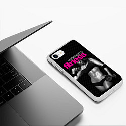 Чехол iPhone 7/8 матовый Фитнес-модель с гантелями, цвет: 3D-белый — фото 2