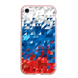 Чехол iPhone 7/8 матовый Полигональный флаг России!, цвет: 3D-светло-розовый