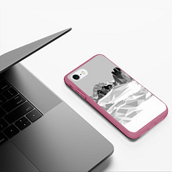 Чехол iPhone 7/8 матовый Полигональные стилизованные горы - вершина, цвет: 3D-малиновый — фото 2