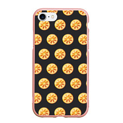 Чехол iPhone 7/8 матовый Апельсин Паттерн - Черная версия, цвет: 3D-светло-розовый