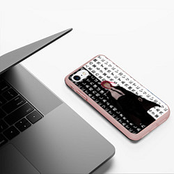 Чехол iPhone 7/8 матовый Макима - Иероглифы - Человек-бензопила, цвет: 3D-светло-розовый — фото 2
