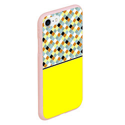 Чехол iPhone 7/8 матовый Желтый неоновый комбинированный узор, цвет: 3D-светло-розовый — фото 2