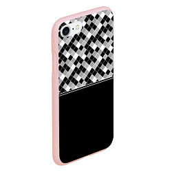 Чехол iPhone 7/8 матовый Черно-белый геометрический узор, цвет: 3D-светло-розовый — фото 2
