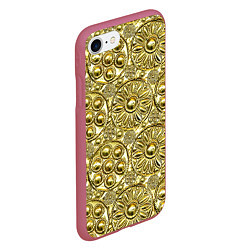 Чехол iPhone 7/8 матовый Золотая чеканка - текстура, цвет: 3D-малиновый — фото 2