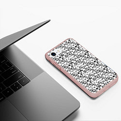 Чехол iPhone 7/8 матовый Череп с глазницами, цвет: 3D-светло-розовый — фото 2