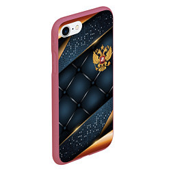 Чехол iPhone 7/8 матовый Золотой герб России на объемном фоне, цвет: 3D-малиновый — фото 2