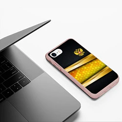 Чехол iPhone 7/8 матовый Black & gold - герб России, цвет: 3D-светло-розовый — фото 2