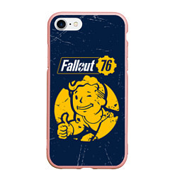 Чехол iPhone 7/8 матовый FALLOUT 76 - Черточки, цвет: 3D-светло-розовый