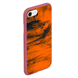 Чехол iPhone 7/8 матовый Абстрактная оранжевая поверхность и чёрные тени, цвет: 3D-малиновый — фото 2