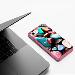 Чехол iPhone 7/8 матовый Камни разноцветные, цвет: 3D-малиновый — фото 2