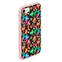 Чехол iPhone 7/8 матовый Разноцветные рыбы паттерн, цвет: 3D-светло-розовый — фото 2
